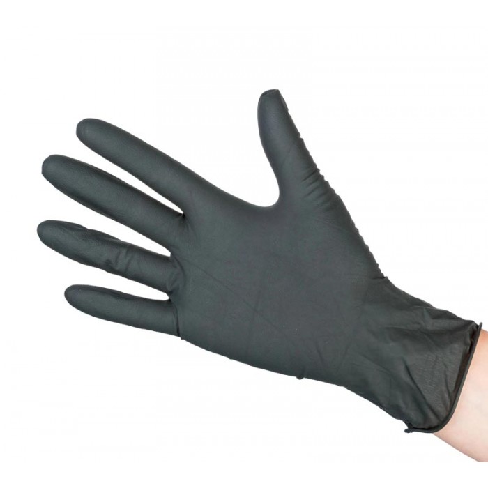 Рукавички нітрилові оглядові текстуровані без пудри нестерильні Medicom SafeTouch Advanced Black чорні, 3,5г розмір XS 50 пар (8720249904083)