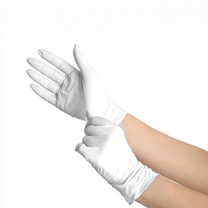 Рукавички нітрилові оглядові текстуровані без пудри нестерильні Medicom SafeTouch Advanced Platinum 3,5г білі, розмір M 50 пар (8720249904403)