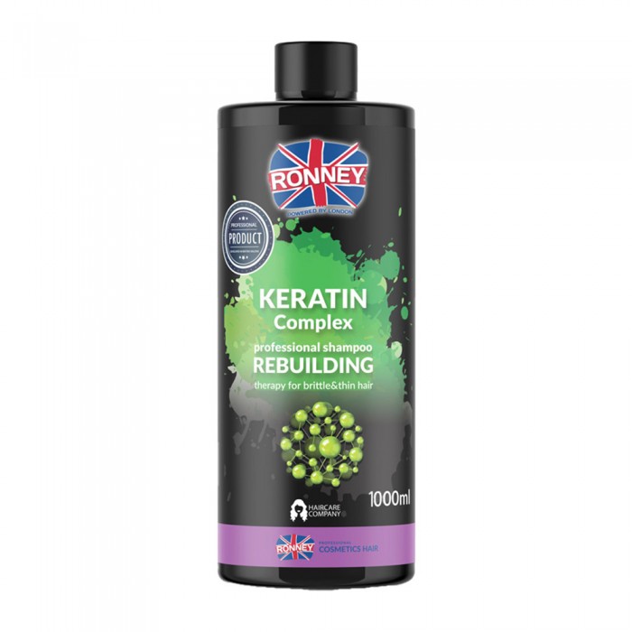 Шампунь відновлюючий RONNEY KERATIN COMPLEX для тонкого та ламкого волосс з кератином 1000 мл (5060589154643)