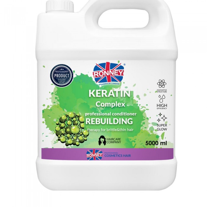 Професійний кондиціонер RONNEY KERATIN COMPLEX для  відновлення тонкого та ламкого волосся з кератином 5000 мл (5060589156043)