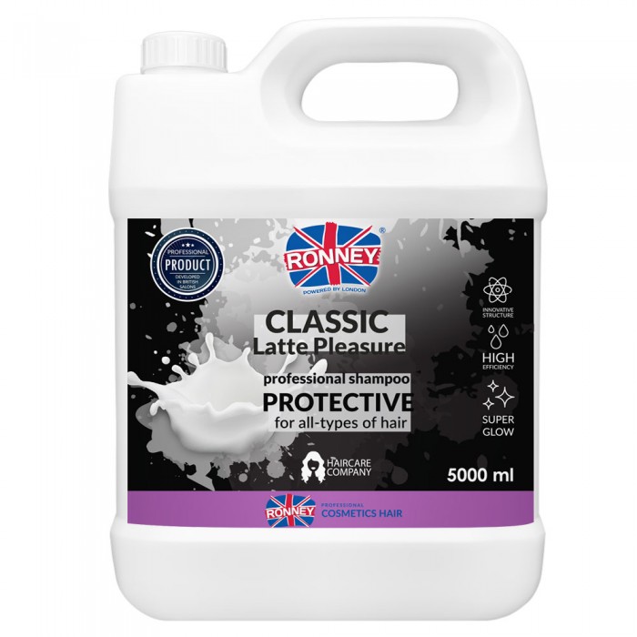 Професійний шампунь з протеїнами RONNEY CLASSIC LATTE PLEASURE для всіх типів волосся 5000 мл (5060589155329)