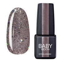 Гель лак Baby Moon Dance Diamond Gel polish №016 сріблясто-бежевий з різнобарвним глітером 6 мл (5908254001697)