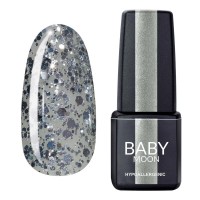 Гель лак Baby Moon Dance Diamond Gel polish №019 срібний глітер на напівпрозорій основі 6 мл (5908254001727)