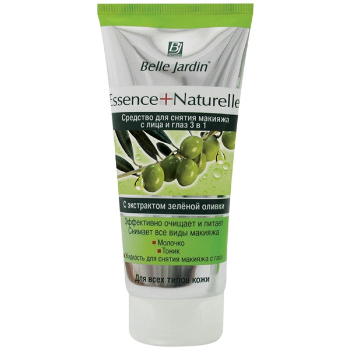 Засіб для зняття макіяжу з обличчя та очей 3 в 1 з екстрактом зеленої оливки, Belle Jardin (5907582902799)