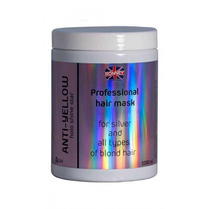 Маска для світлого, освітленого та сивого волосся RONNEY HoLo Shine Star Anti-Yellow 1000 мл (5060589156906)