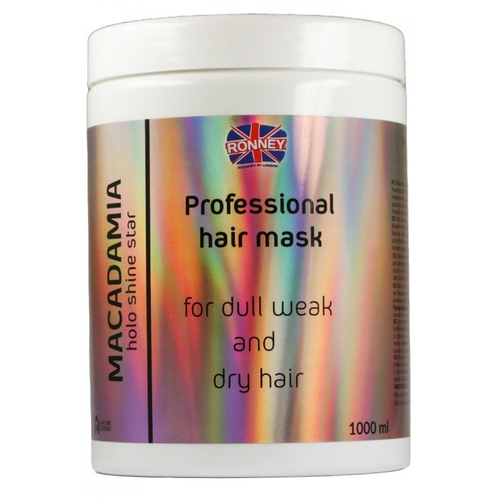 Укріплююча маска RONNEY HoLo Shine Star Macadamia для сухого та ослабленого волосся 1000 мл (5060589156869)