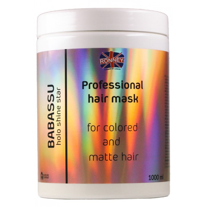 Енергетична маска RONNEY HoLo Shine Star Babassu Oil для фарбованого та тьмяного волосся 1000 мл (5060589156890)