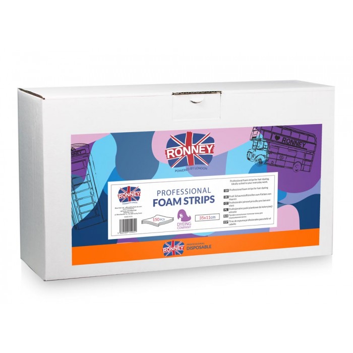 Поролонові смужки для фарбування волосся RONNEY Professional 35х11 сині, 150шт (5060589159051)