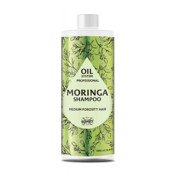 Шампунь для волосся із середньою пористістю Ronney Professional Oil System Moringa, 1000 мл (5060589159426)