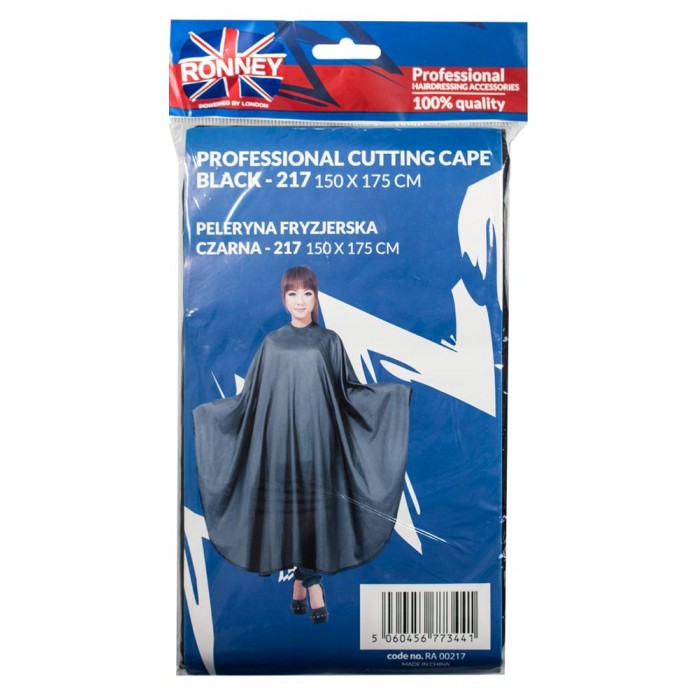 Перукарська накидка Ronney Professional чорна, розмір 150 x 175 (5060456773441)
