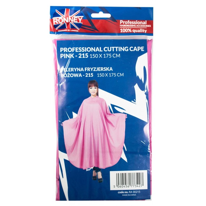 Перукарська накидка Ronney Professional рожева, розмір 150 x 175 (5060456773427)