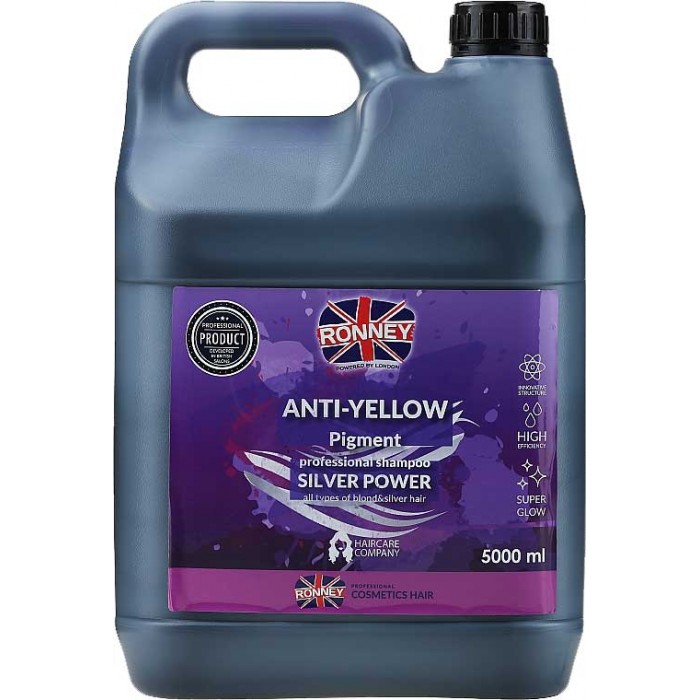 Шампунь для нейтралізації жовтизни Ronney Silver Power Anti-Yellow Pigment, 5000 мл (5060589156326)