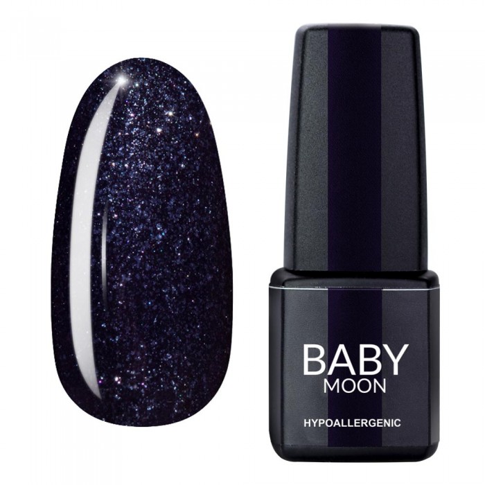 Гель лак Baby Moon Midnight Gel polish №008 чорний з блискітками 6 мл (5908254000331)
