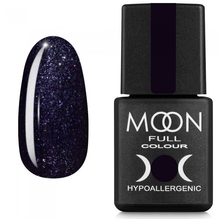 Гель-лак MOON FULL color Gel polish №189 чорний з блискітками 8 мл (5908254187704)