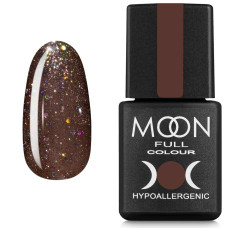 Гель-лак MOON FULL color Gel polish №322 темний бежевий з різнобарвним глітером 8 мл (5908254188824)