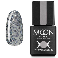 Гель-лак MOON FULL color Gel polish №327 срібний глітер на напівпрозорій основі 8 мл (5908254188879)