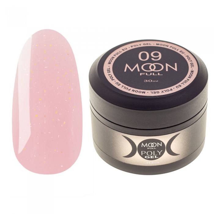 Полігель для нарощування нігтів Moon Full Poly Gel № 09 Натурально-рожевий з шимером 30 мл (5905123015755)