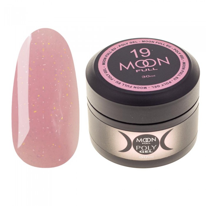 Полігель для нарощування нігтів Moon Full Poly Gel № 19 Насичено-рожевий з шимером 30 мл (5905123015861)