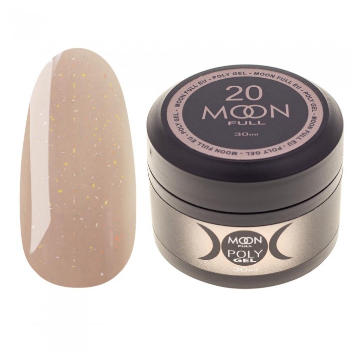 Полігель для нарощування нігтів Moon Full Poly Gel № 20 Природній Бежевий з шимером 30 мл (5905123015878)