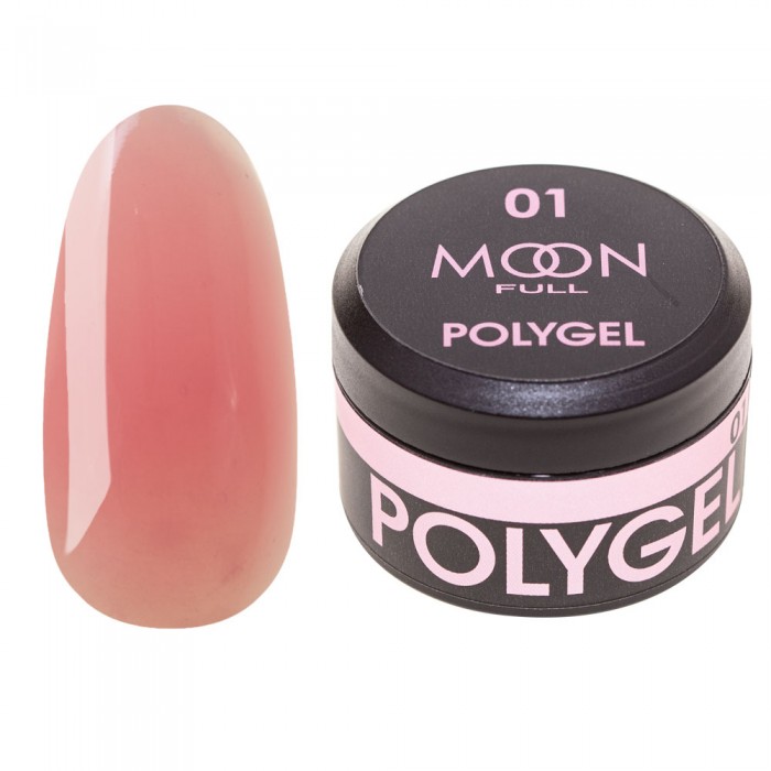 Полігель для нарощування нігтів Moon Full Poly Gel №01 Рожева Орхідея 15 мл (5905123016356)