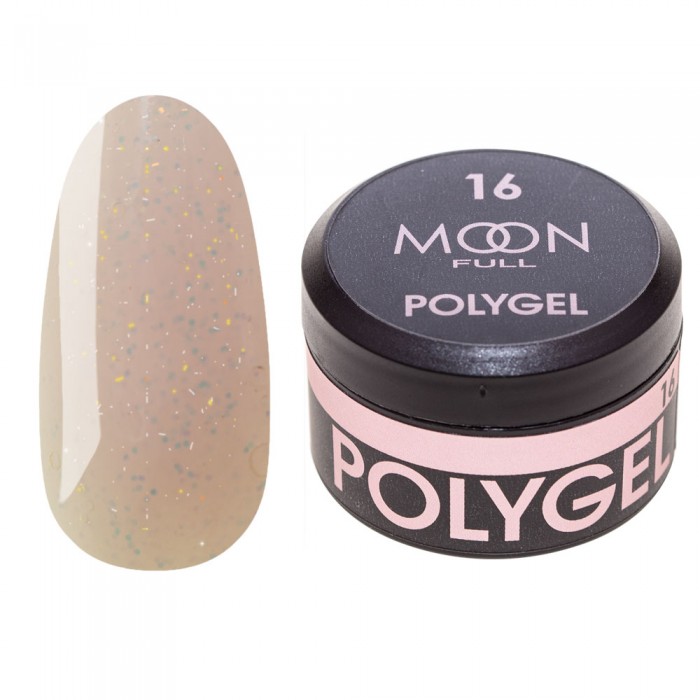 Полігель для нарощування нігтів Moon Full Poly Gel №16 Білий Шоколад з шимером 15 мл (5905123016509)