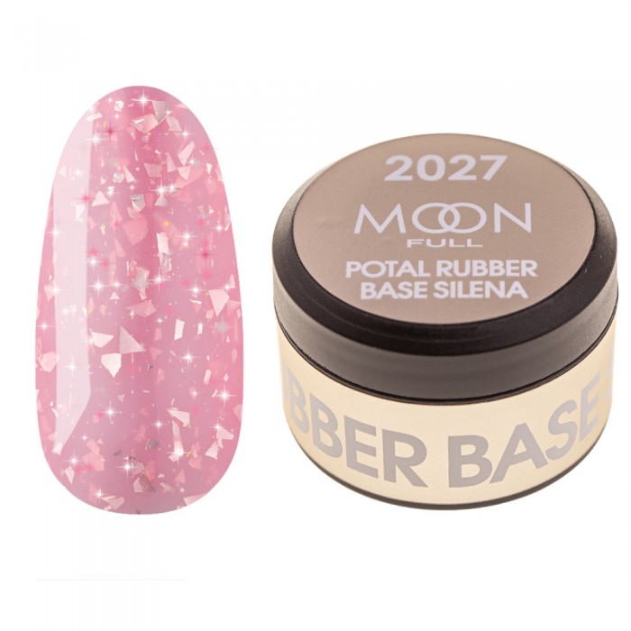 База для гель лаку Moon Full Silena №2027 рожева з срібною поталлю 15 мл (5905123016745)