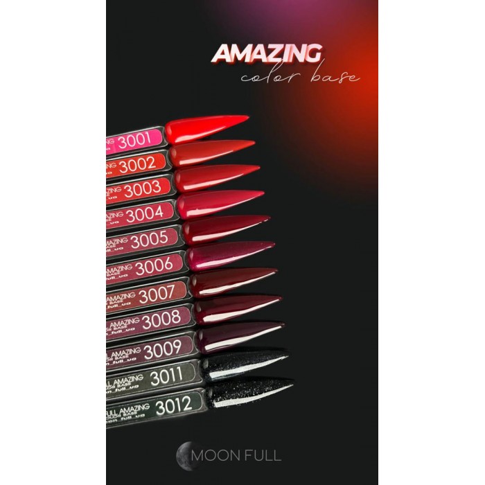 Кольорова база для нігтів MOON FULL Amazing Color Base № 3009, 12 мл (5905123017292)