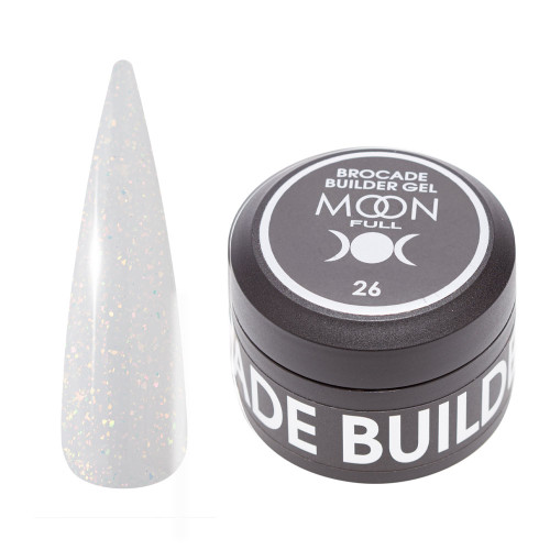 Гель для нарощування нігтів Moon Full Brocade Builder Gel з поталлю №26, 30 мл (5905123023088)