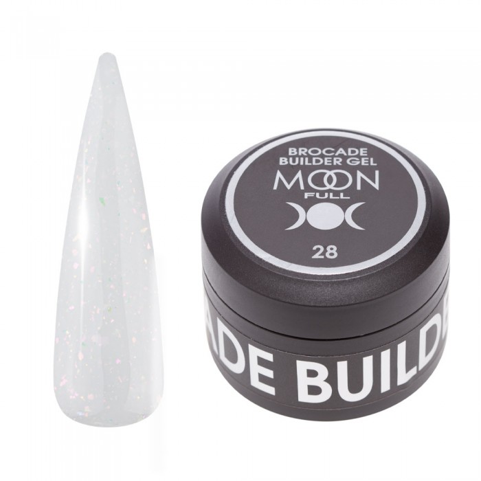 Гель для нарощування нігтів Moon Full Brocade Builder Gel з поталлю №28, 30 мл (5905123023101)