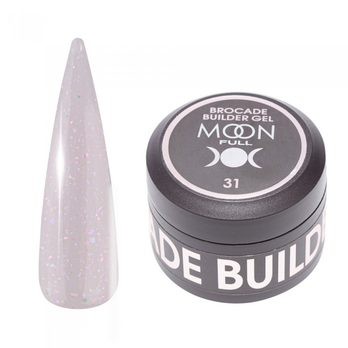 Гель для нарощування нігтів Moon Full Brocade Builder Gel з поталлю №31, 30 мл (5905123023132)