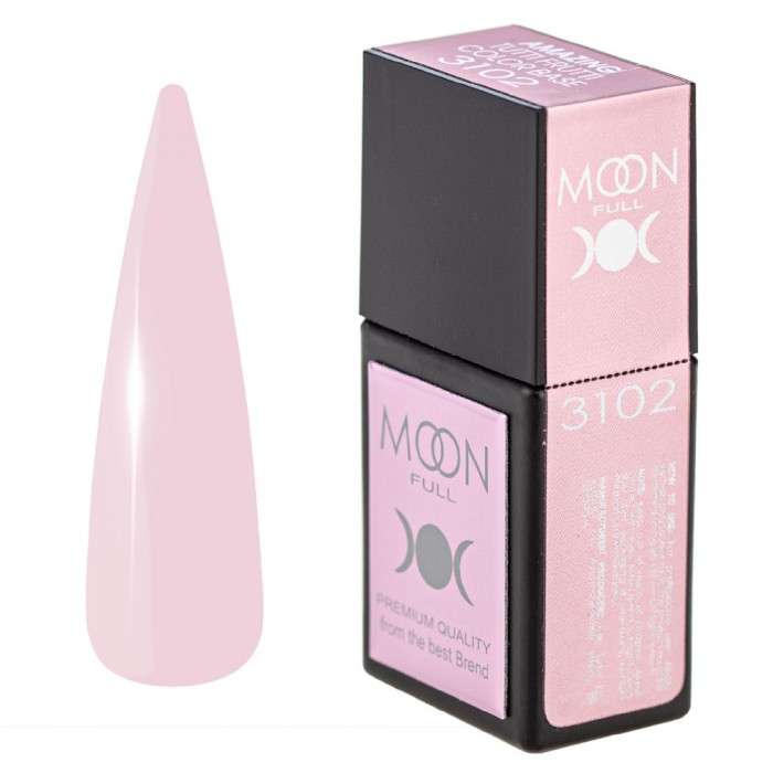 Кольорова база для нігтів Moon Full Amazing Tutti Frutti № 3102 пастельно рожево-біла, 12 мл (5905123023446)