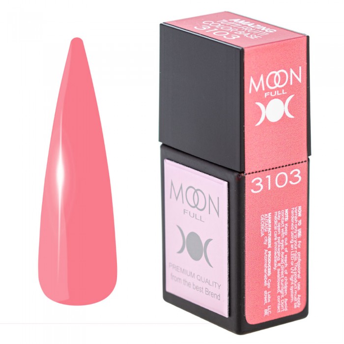 Кольорова база для нігтів Moon Full Amazing Tutti Frutti № 3103 ніжно-коралова, 12 мл (5905123023453)
