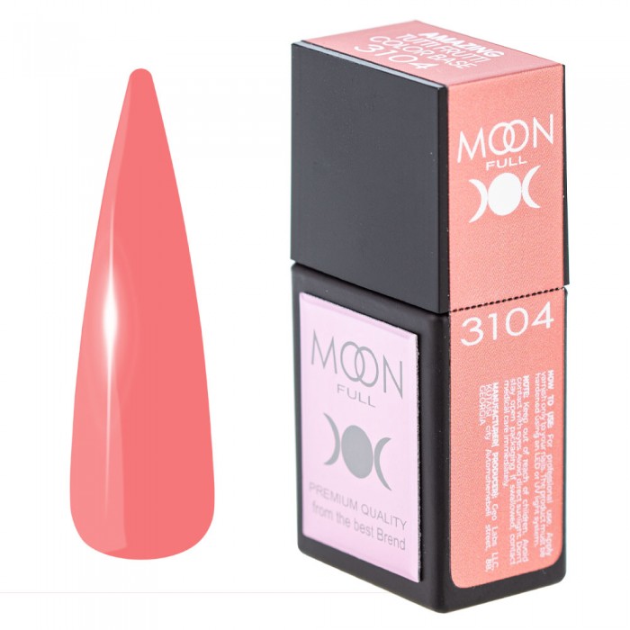 Цветная база для ногтей Moon Full Amazing Tutti Frutti № 3104 нежно коралово-розовая, 12 мл (5905123023460)