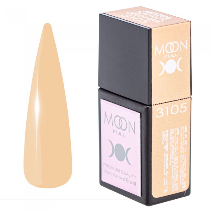 Кольорова база для нігтів Moon Full Amazing Tutti Frutti № 3105 пастельно персиково-бежева, 12 мл (5905123023477)