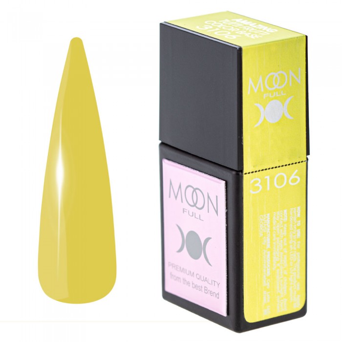 Кольорова база для нігтів Moon Full Amazing Tutti Frutti № 3106 ніжно-жовта, 12 мл (5905123023484)