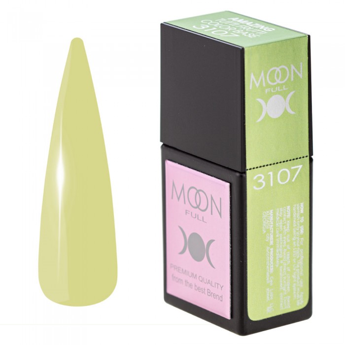 Кольорова база для нігтів Moon Full Amazing Tutti Frutti № 3107 пастельно жовто-зелена, 12 мл (5905123023491)