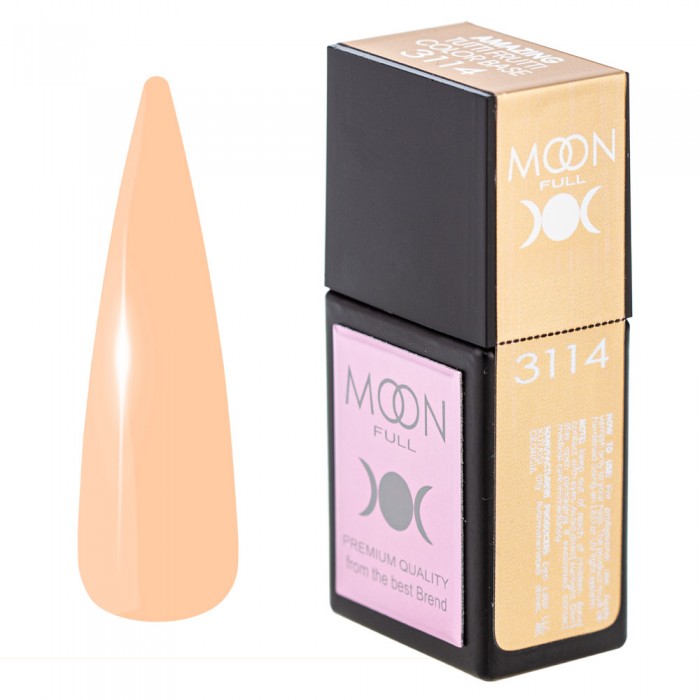 Кольорова база для нігтів Moon Full Amazing Tutti Frutti № 3114 ніжно-персикова, 12 мл (5905123023569)