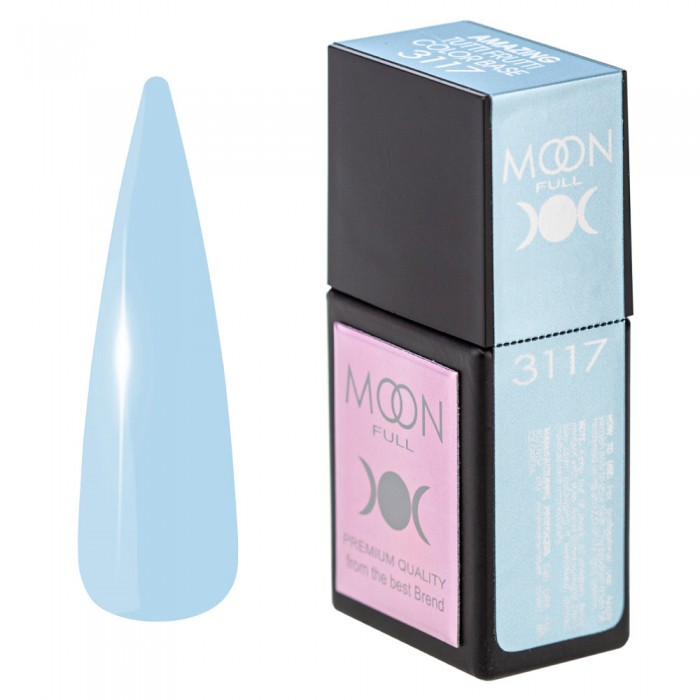 Кольорова база для нігтів Moon Full Amazing Tutti Frutti № 3117 світло-блакитна, 12 мл (5905123023590)