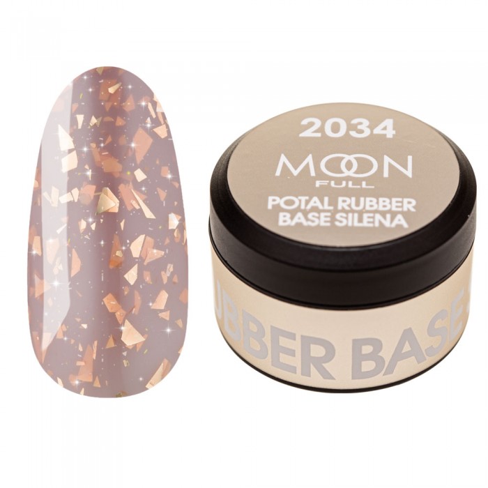 Каучукова база Moon Full Silena Rubber Basa №2034 натурально-темна з золотою поталлю 15 мл (5905123017162)