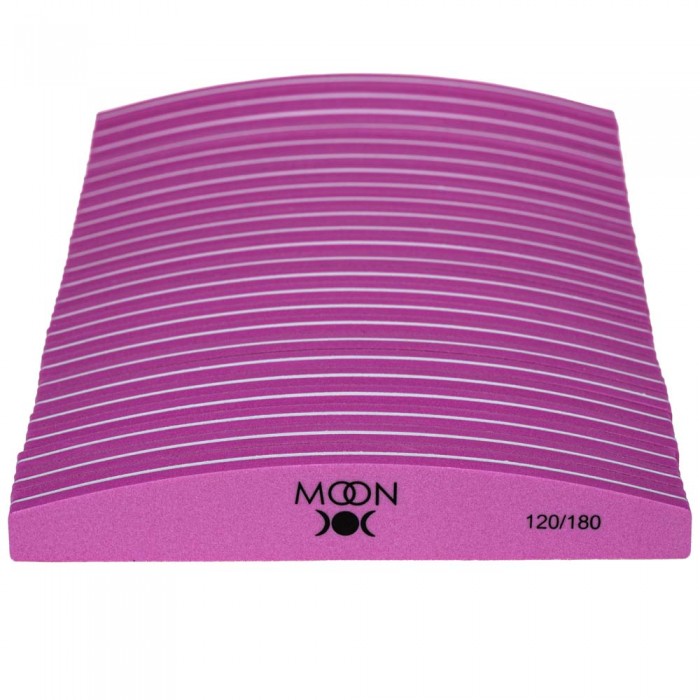 Пилка-баф для нігтів Moon Full Pink 120/180 півмісяць, (24шт/уп) (5905123015625)
