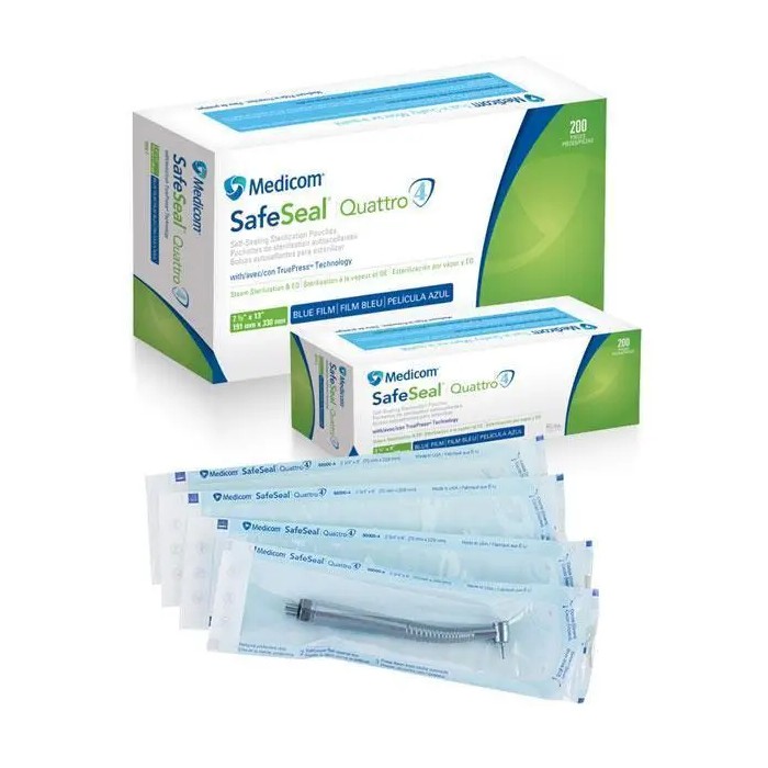 Самоклеючі пакети для стерилізації Medicom Safe Seal Quattro (133 мм х 254 мм) 200 шт (8718007912012)