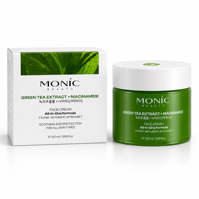 Крем для обличчя Monic Beauty All-in-One Formula з екстрактом зеленого чаю та ніацинамідом, 50 мл (5061010293153)