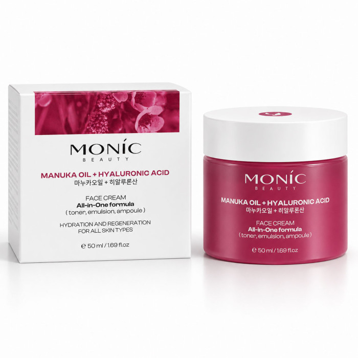 Крем для обличчя Monic Beauty All-in-One Formula з олією мануки та гіалуроновою кислотою, 50 мл (5061010293184)
