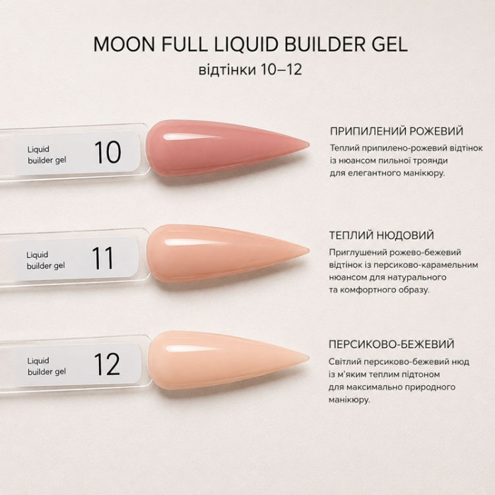 Рідкий гель Baby Moon Liquid Builder Gel для зміцнення та моделювання нігтів, 15 мл № 10 (5905123011528)