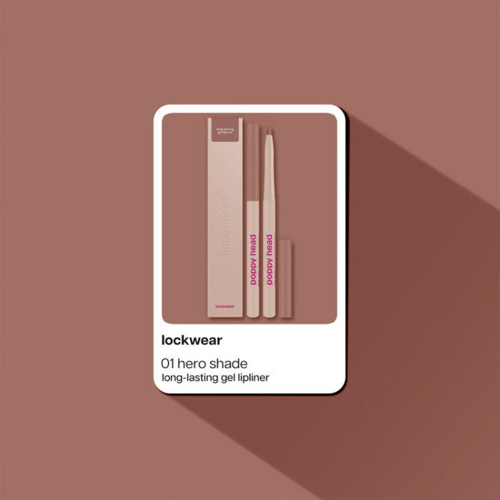 Стійкий гелевий олівець для контуру губ POPPY HEAD Lockwear, 01 Hero Shade (5903843265085)