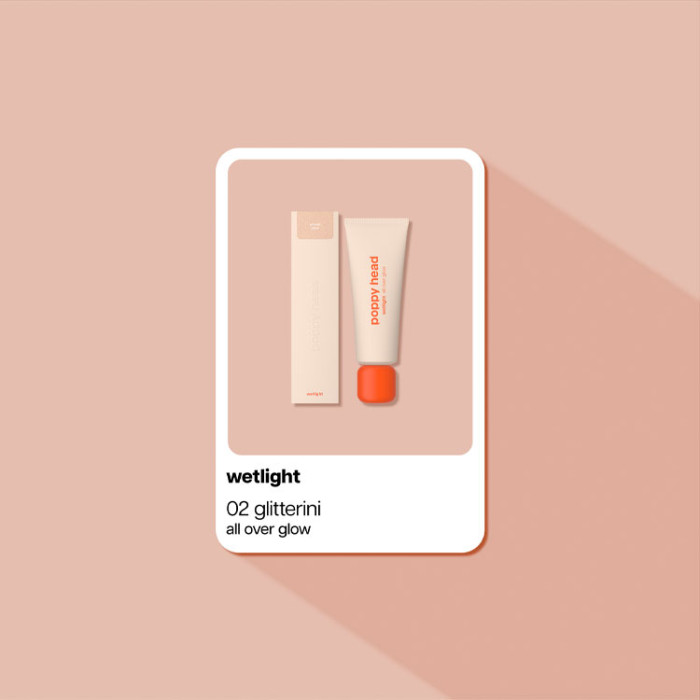 Хайлайтер для обличчя та тіла POPPY HEAD Wetlight All Over Glow, 02 Glitterini (5903843265535)